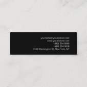 Slim Black Grey Script Monogram Business Card Mini Visitenkarte (Rückseite)