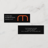 Slim Black Orange Monogram Schlichte Visitenkarte (Vorne/Hinten)