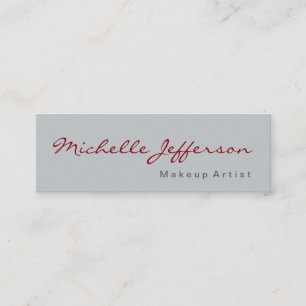 Slim Calligraphy Gray Makeup Artist Business Card Mini Visitenkarte