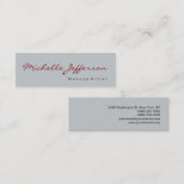 Slim Calligraphy Gray Makeup Artist Business Card Mini Visitenkarte (Vorne/Hinten)