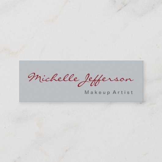 Slim Calligraphy Gray Makeup Artist Business Card Mini Visitenkarte (Vorderseite)