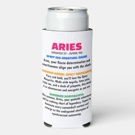 Slim Can Cooler Shark Aries Zodiac Selters Dosenkühler (Seltzer Rückseite)