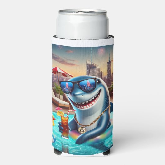 Slim Can Cooler Shark Aries Zodiac Selters Dosenkühler (Seltzer Vorderseite)