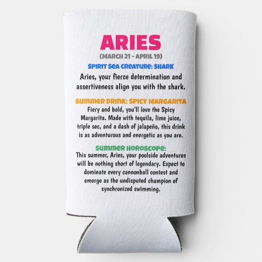 Slim Can Cooler Shark Aries Zodiac Selters Dosenkühler (Rückseite)