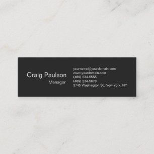 Slim Contemporary Dark Gray Mini Business Card Visitenkarte
