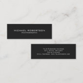 Slim Dark Gray Modern Fotograf Business Card Mini Visitenkarte (Vorne/Hinten)