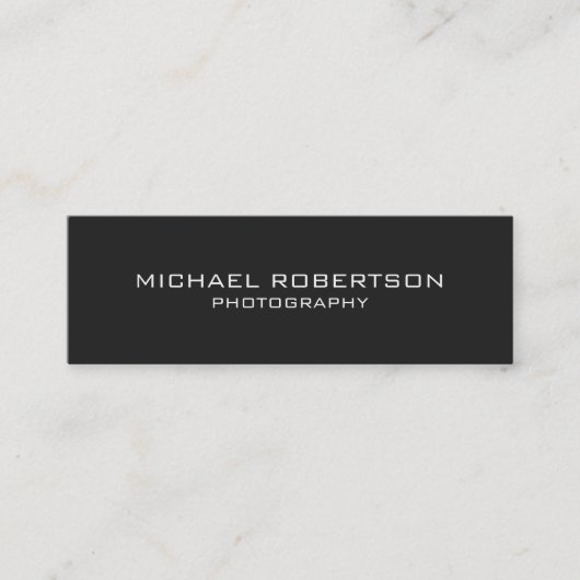 Slim Dark Gray Modern Fotograf Business Card Mini Visitenkarte (Vorderseite)