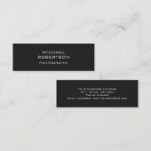 Slim Dark Gray Stylish Fotograf Business Card Mini Visitenkarte (Vorne/Hinten)