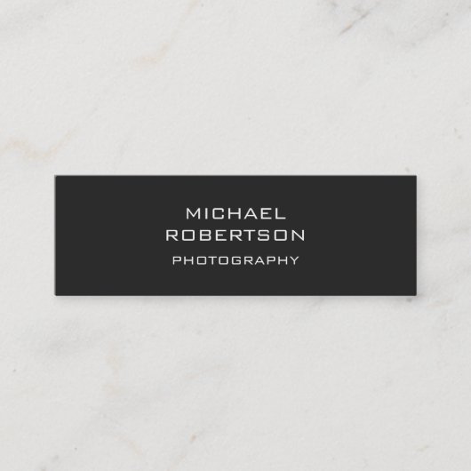 Slim Dark Gray Stylish Fotograf Business Card Mini Visitenkarte (Vorderseite)