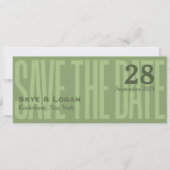 Slim Elegante Typografie Save the Date grün (Vorderseite)