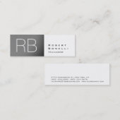 Slim Grau White Monogram Manager Business Card Mini Visitenkarte (Vorne/Hinten)
