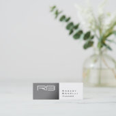 Slim Grau White Monogram Manager Business Card Mini Visitenkarte (Stehend Vorderseite)