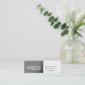 Slim Grau White Monogram Manager Business Card Mini Visitenkarte (Stehend Vorderseite)