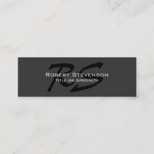 Slim Gray Black Script Monogram Mini Business Card Mini Visitenkarte