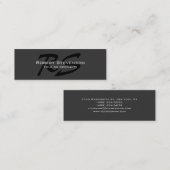 Slim Gray Black Script Monogram Mini Business Card Visitenkarte (Vorne/Hinten)