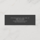 Slim Gray Black Script Monogram Mini Business Card Visitenkarte (Rückseite)