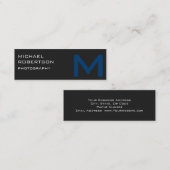 Slim Gray Blue Monogram Fotograf Business Card Mini Visitenkarte (Vorne/Hinten)