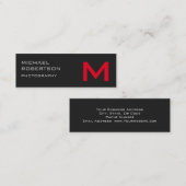 Slim Gray Monogram Fotograf Business Card Mini Visitenkarte (Vorne/Hinten)