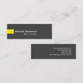 Slim Gray Yellow Unique Consultant Mini Visitenkarte (Vorne/Hinten)