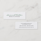 Slim Green White Handwriting Beruflich Trendy Mini Visitenkarte (Vorne/Hinten)