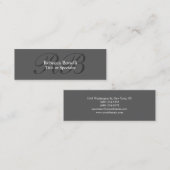 Slim Grey Schwarz-weiß Monogram Business Card Mini Visitenkarte (Vorne/Hinten)