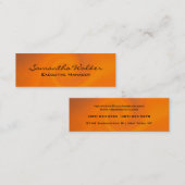 Slim Handwriting Modern trendiger Orange Hintergru Mini Visitenkarte (Vorne/Hinten)