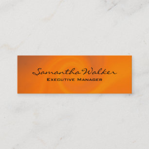 Slim Handwriting Modern trendiger Orange Hintergru Mini Visitenkarte