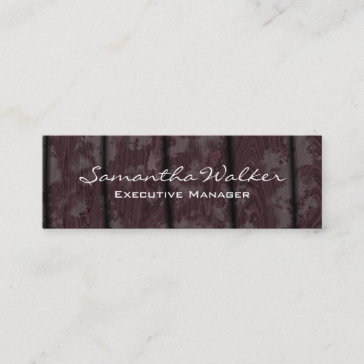 Slim Handwriting Modern Trendy Brown Wood Mini Visitenkarte (Vorderseite)