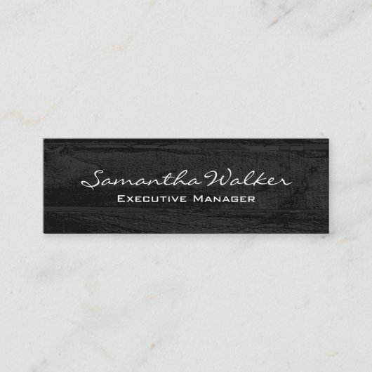 Slim Handwriting Modern Trendy Gray Wood Mini Visitenkarte (Vorderseite)