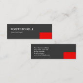 Slim Modern White Text Gray Business Card Mini Visitenkarte (Vorne/Hinten)