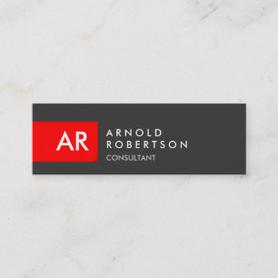 Slim Monogram Graue Red Strip Business Card Mini Visitenkarte