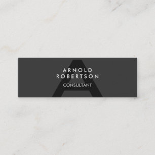 Slim Monogram Gray Trendy Business Card Mini Visitenkarte