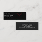 Slim Monogram Schlicht Fotograf Business Card Mini Visitenkarte (Vorne/Hinten)