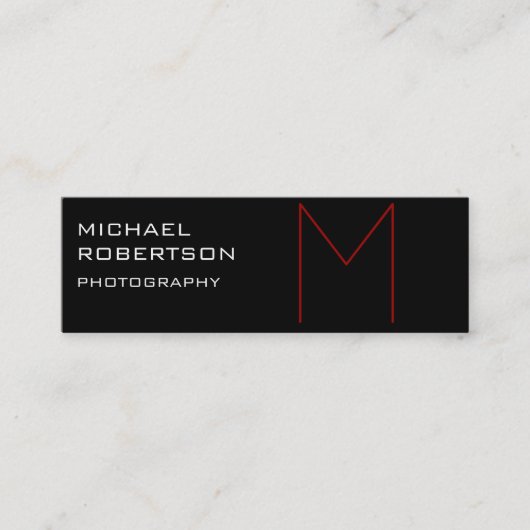 Slim Monogram Schlicht Fotograf Business Card Mini Visitenkarte (Vorderseite)