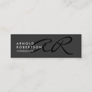 Slim Monogram Schlicht Gray Trendy Business Card Mini Visitenkarte