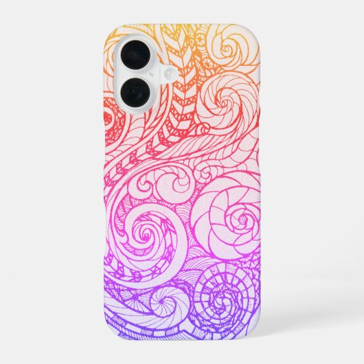 Slim Rainbow Doodle iPhone 16 Fall Hülle (Rückseite)