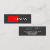 Slim Red Gray Fitness Trainer Business Card Mini Visitenkarte (Vorne/Hinten)