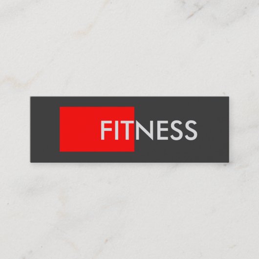 Slim Red Gray Fitness Trainer Business Card Mini Visitenkarte (Vorderseite)