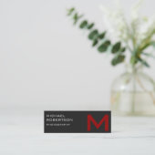 Slim Red Gray Monogram Fotograf Business Card Mini Visitenkarte (Stehend Vorderseite)