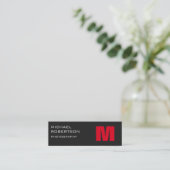 Slim Red Gray Monogram Fotograf Business Card Mini Visitenkarte (Stehend Vorderseite)