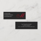 Slim Red Gray Monogram Fotograf Business Card Mini Visitenkarte (Vorne/Hinten)