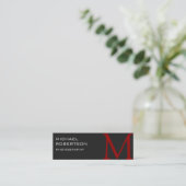 Slim Red Gray Monogram Fotograf Business Card Mini Visitenkarte (Stehend Vorderseite)
