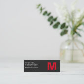Slim Red Gray Monogram Fotograf Business Card Mini Visitenkarte (Stehend Vorderseite)