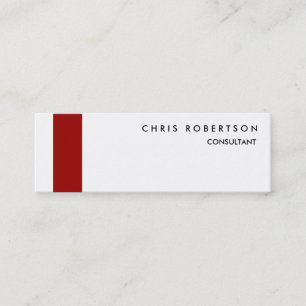 Slim Schwarz-weiß Red Strip Chic Business Card Mini Visitenkarte