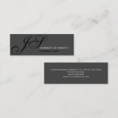 Slim Script Monogram Consultant Graue Visitenkarte (Vorne/Hinten)