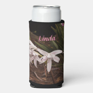 Slim Seltzer Can Cooler mit weißen rosa Lilien Selters Dosenkühler