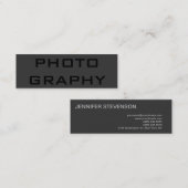 Slim Simple Black Out Fotograf Business Card Mini Visitenkarte (Vorne/Hinten)