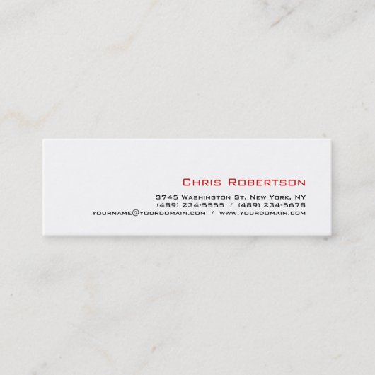Slim Skinny Mini Size Grau White Business Card Mini Visitenkarte (Vorderseite)