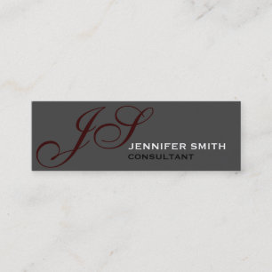 Slim Skinny Monogram Consultant Gray Business Card Mini Visitenkarte