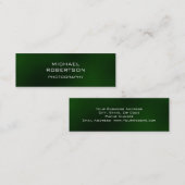 Slim Trendy Green Fotograf Business Card Mini Visitenkarte (Vorne/Hinten)